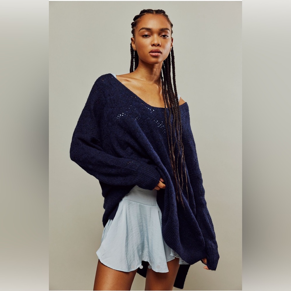 Free People C.O.Z.Y. Pointelle pullover. Like new.  Only worn once.